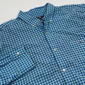 Vineyard Vines Performance Men's XXL Classic Fit Tucker Nylon Blue Plaid Shirt